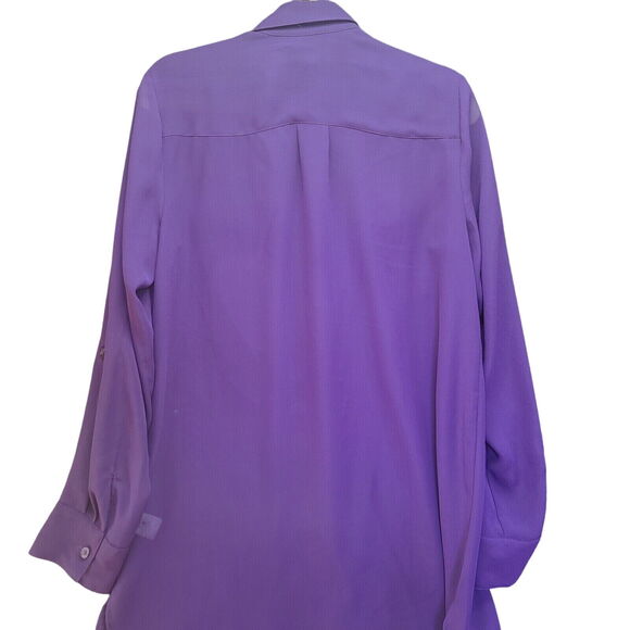 Coldwater Creek Womens Button Up Shirt Purple Size Small 100% Polyester Sheer - Picture 2 of 13